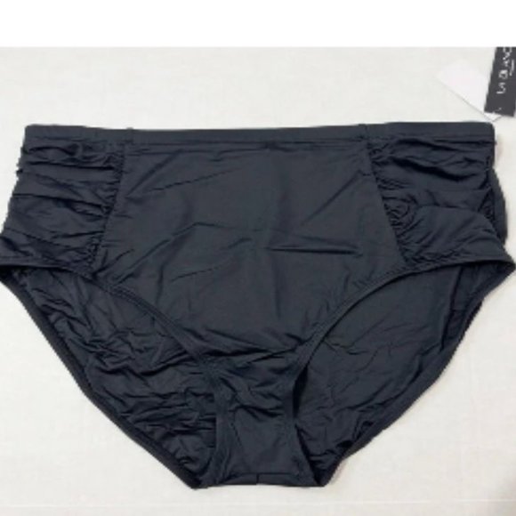 La Blanca Plus NWT Sz 18W Black Multi One Shoulder Tummy Control Bottom Swim Set - Picture 9 of 11